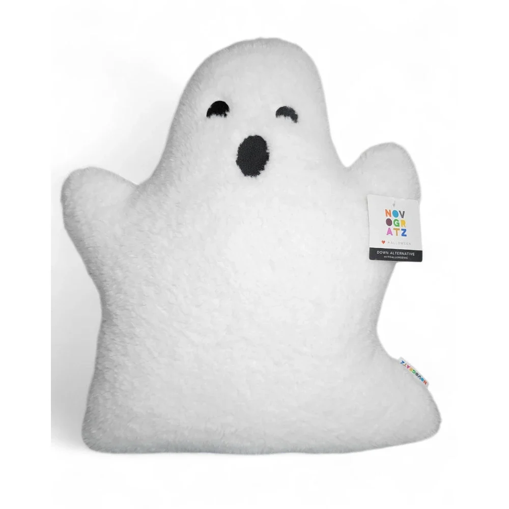 NWT Novogratz Halloween Large White Ghost Soft Sherpa Pillow 19 x 22